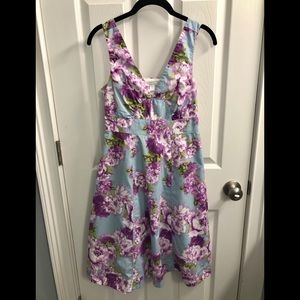 Garnet Hill Blue Lavender Floral Dress Size 2